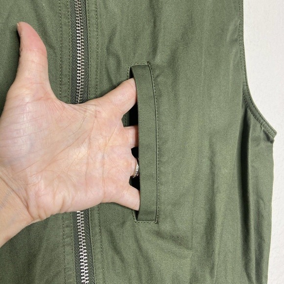 RO & DE Olive Utility Drawstring Waist Long Vest Sz XS - Picture 3 of 10